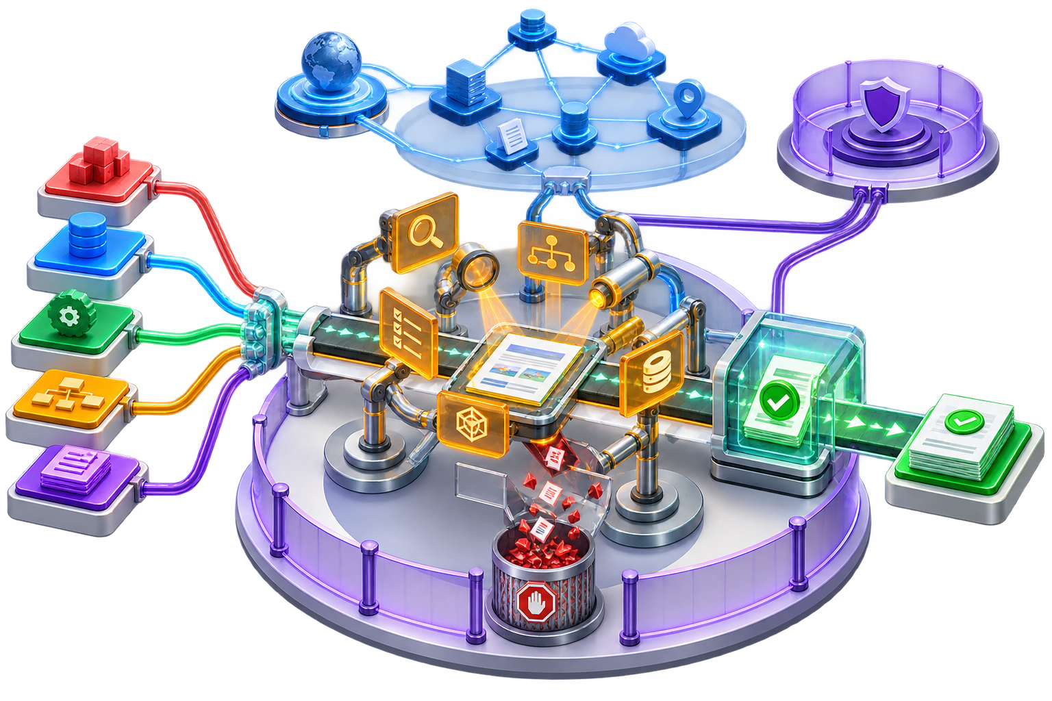 Independent verification instruments inspect provenance, constraints, state, postconditions, and outcome before accepting the work.